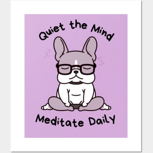 Kawaii Cute Yoga Meditating bullgod Posters and Art